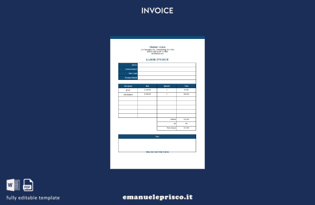 modello di fattura di manodopera gratuita in stile verificato